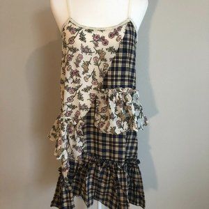 Asymmetrical A-Line Dress with Mixed Prints